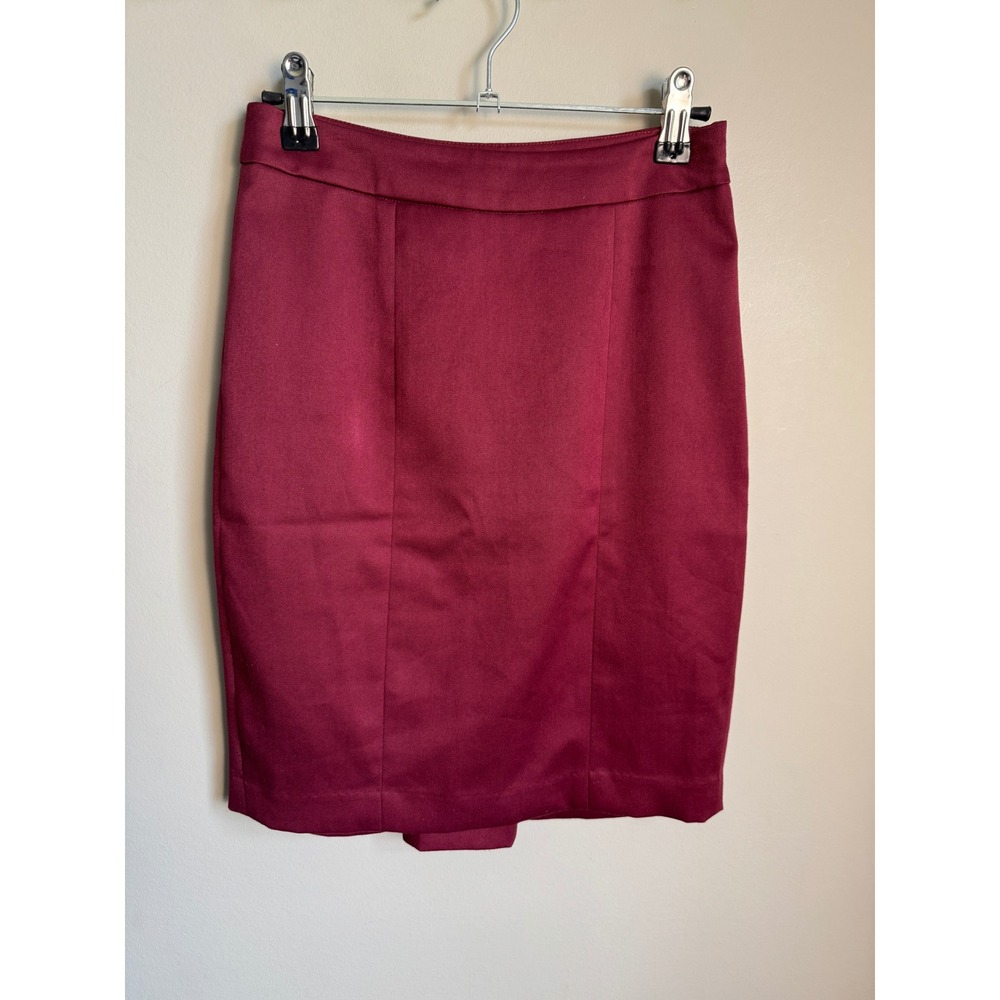 bebe Womens Burgundy Pencil Skirt 00 Professional Work Career Office Chic
